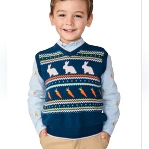 Gymboree Intarsia Fair Isle Bunny & Carrots Coon Sweater Vest Size 18-24 Months